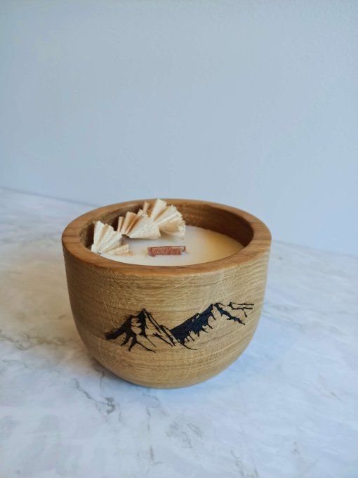 Bougie décorative en bois artisanale style montagne