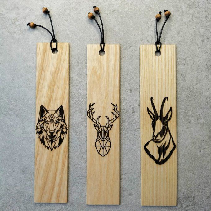 Marque page bois animaux