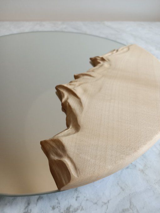 Miroir montagne en bois sculptée à la main