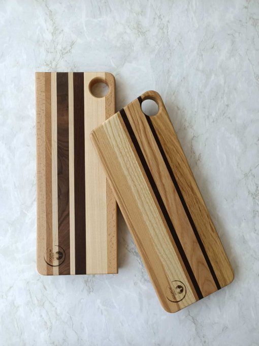deux petites planches à découper en bois massif multiessences, angles arrondis