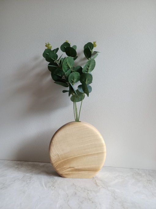 soliflore rond en bois clair avec éprouvette